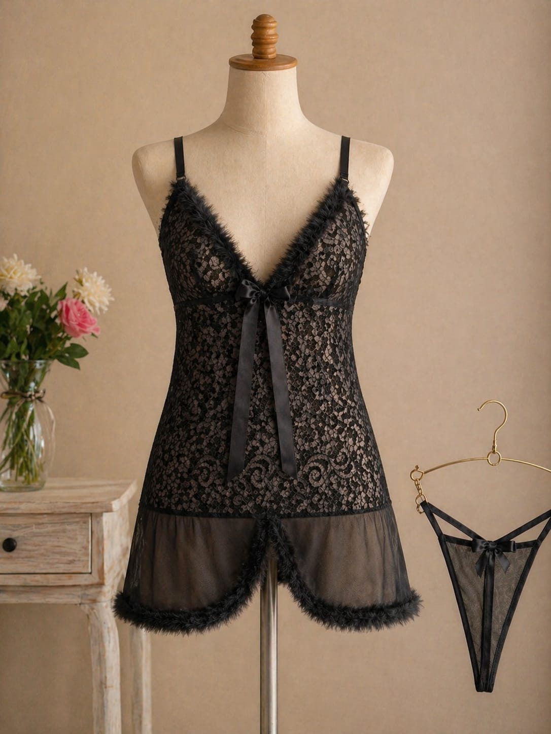 Elegant lace babydoll sleepwear for women