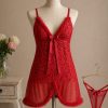 Women's sheer lace babydoll lingerie set