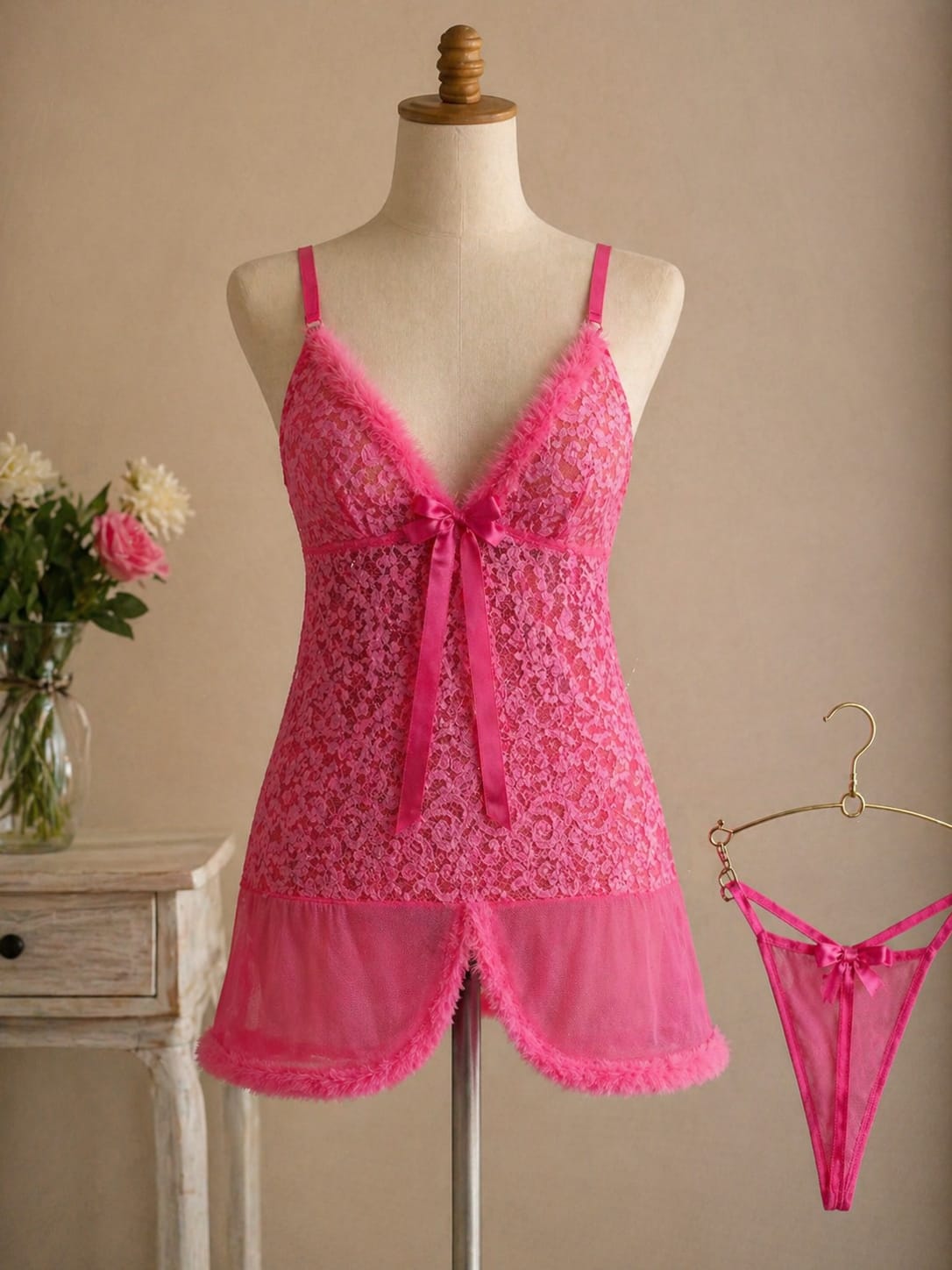 Women's elegant lace sleepwear set