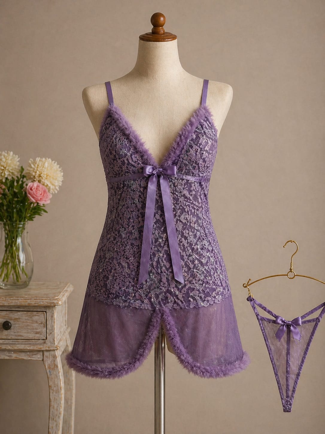 Premium women's lace babydoll nightdress