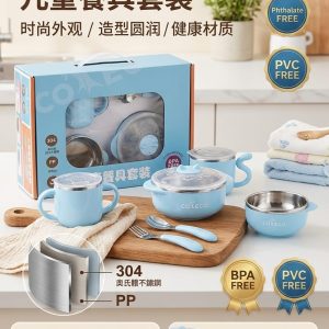 COXECO Kids Stainless Steel Feeding Bowl & Utensil Set – BPA Free Baby Dining Set