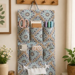 Multi-Pocket Hanging Wall Organizer with Tissue Holder
