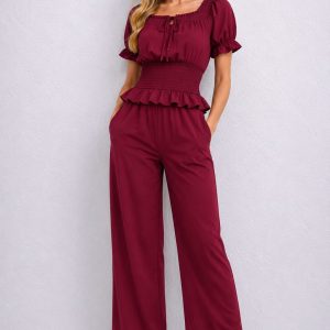 Elegant Smocked Waist Co-Ord Set for Women