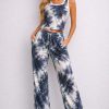 Women's Tie-Dye Lounge Set Sleeveless Tank Top Black