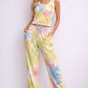 Women's Tie-Dye Lounge Set Sleeveless Tank Top Yellow