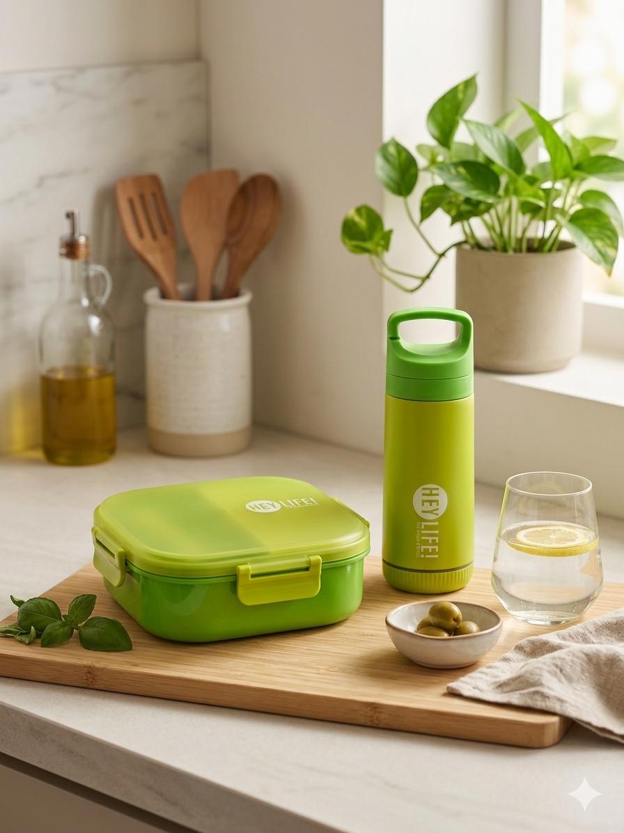 HEYLIFE Kids Lunch Box Water Bottle Set Open View HEYLIFE Kids Lunch Box Water Bottle Set Open View