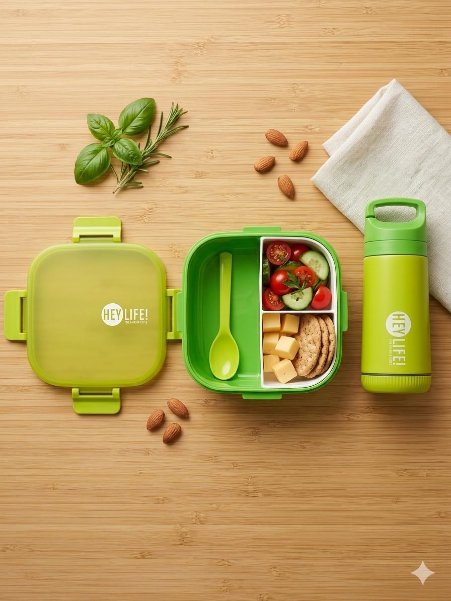 Green HEYLIFE Kids BPA Free Lunch Box Bottle Set Green HEYLIFE Kids BPA Free Lunch Box Bottle Set