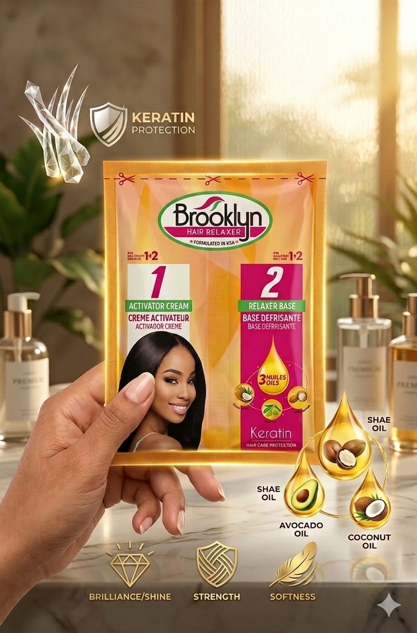 Brooklyn Keratin Relaxer Cream 2PCS Set Flat Lay