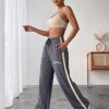 Women's Wide-Leg Side Stripe Lounge Pants Dark Grey Women's Wide-Leg Side Stripe Lounge Pants Dark Grey