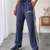 Women's Wide-Leg Side Stripe Lounge Pants Blue Women's Wide-Leg Side Stripe Lounge Pants Blue