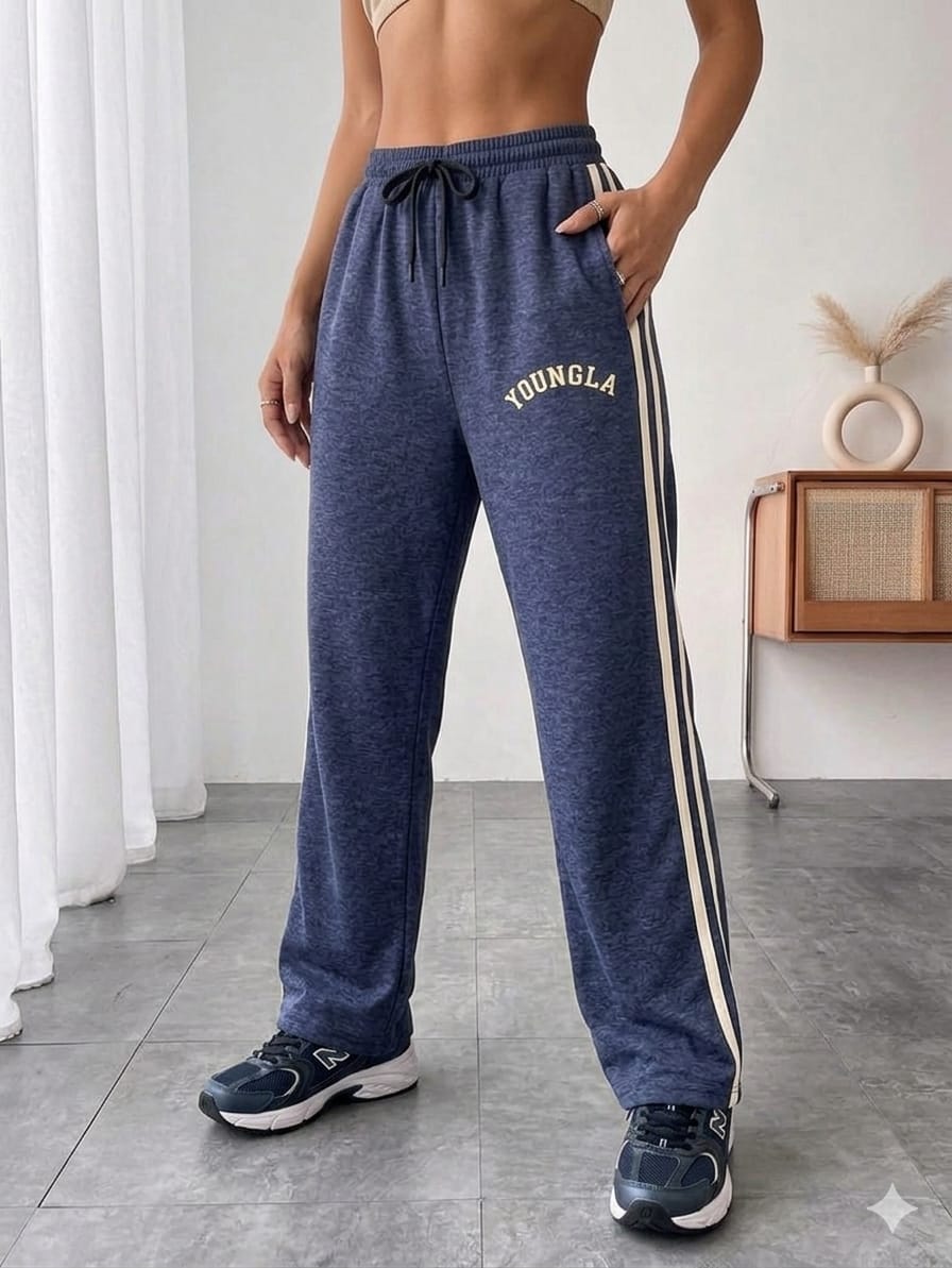 Women's Wide-Leg Side Stripe Lounge Pants Blue Women's Wide-Leg Side Stripe Lounge Pants Blue