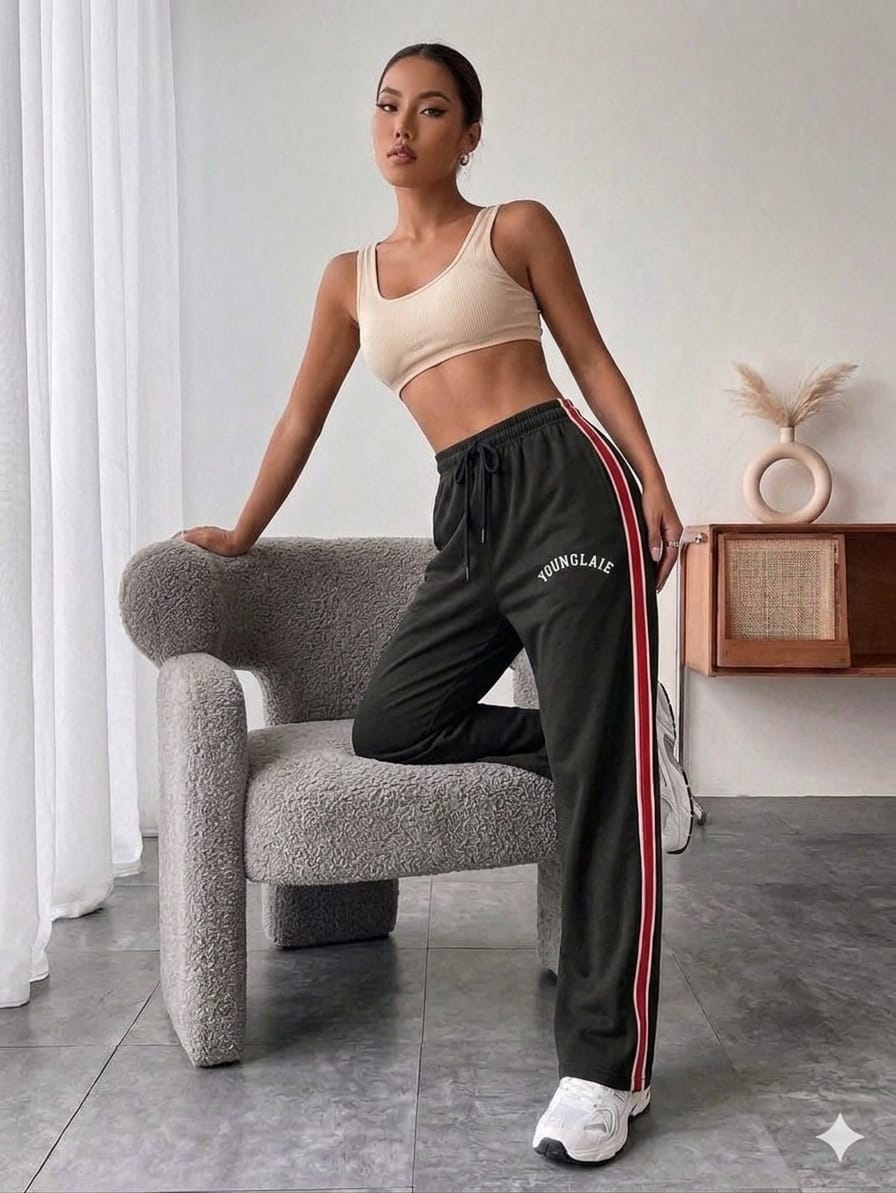 Women's Wide-Leg Side Stripe Lounge Pants Olive Green Women's Wide-Leg Side Stripe Lounge Pants Olive Green