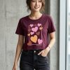 Swag Girls Heart Print Crop Tee Top Set Maroon 2 Pcs
