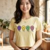 Sunlight Yellow Graphic Crop Top Set for Women Casual Wear Sunlight Yellow Graphic Crop Top Set for Women Casual Wear