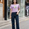 Lavender Graphic Crop Top Set for Women Casual Wear Lavender Graphic Crop Top Set for Women Casual Wear