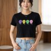 Black Graphic Crop Top Set for Women Casual Wear Black Graphic Crop Top Set for Women Casual Wear