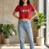Red Graphic Crop Top Set for Women Casual Wear Red Graphic Crop Top Set for Women Casual Wear