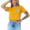 Women's Floral Skull Print Crop T-Shirt Mustard Yellow 2 Pcs Women's Floral Skull Print Crop T-Shirt Mustard Yellow 2 Pcs