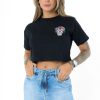 Women's Floral Skull Print Crop T-Shirt Black 2 Pcs Women's Floral Skull Print Crop T-Shirt Black 2 Pcs