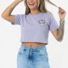 Women's Floral Skull Print Crop T-Shirt Lavender 2 Pcs Women's Floral Skull Print Crop T-Shirt Lavender 2 Pcs