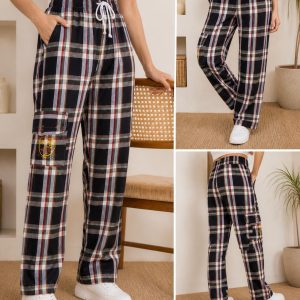 Assorted Checkered Cargo Lounge Pants for Men & Women – Relaxed Fit Drawstring Pajama Bottoms