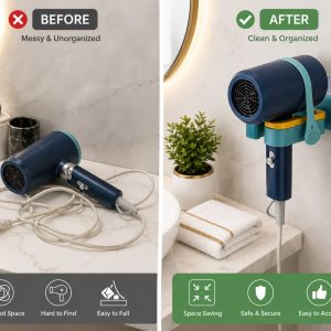 360° Rotating Wall-Mounted Hair Dryer Holder