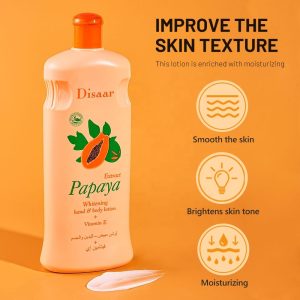 Disaar Papaya Whitening Hand & Body Lotion with Vitamin E – Moisturizing & Skin Smoothing Body Lotion (600ml)