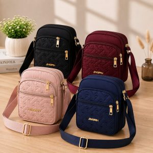 Premium Quilted Multi-Pocket Crossbody Sling Bag