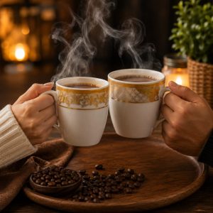 Luxury Gold Design Ceramic Coffee Mugs – Set of 2