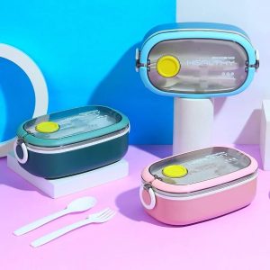 Healthy Living Stainless Steel Lunch Box with Spoon & Fork