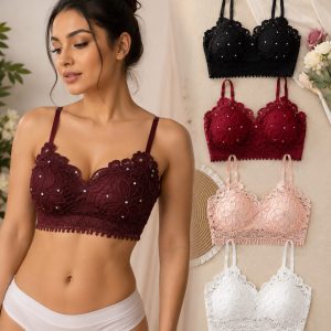 Women’s Floral Lace Bralette with Sparkle Details
