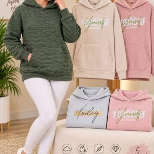 Women’s Printed Textured Pullover Hoodie